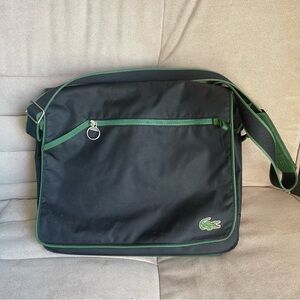 Make an offer! Lacoste Men's Black Messenger Laptop travel Bag with Green Trim